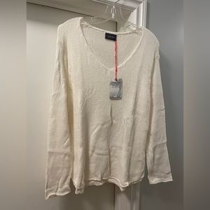 NWT Wooden Ships V-Neck Sweater Shirt Tail Cotton - Breaker White - Large/XL